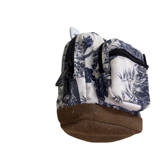 Vintage JANSPORT Mini Back Pack Coin Purse Wristlet Charm Blue Floral Leather - Picture 3 of 16